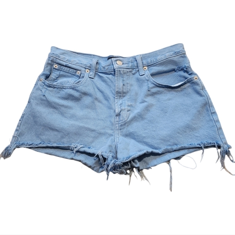 Lucky Brand Women's Light Blue Cut Off Distressed Relaxed Jean Shorts Sz 4 / 27